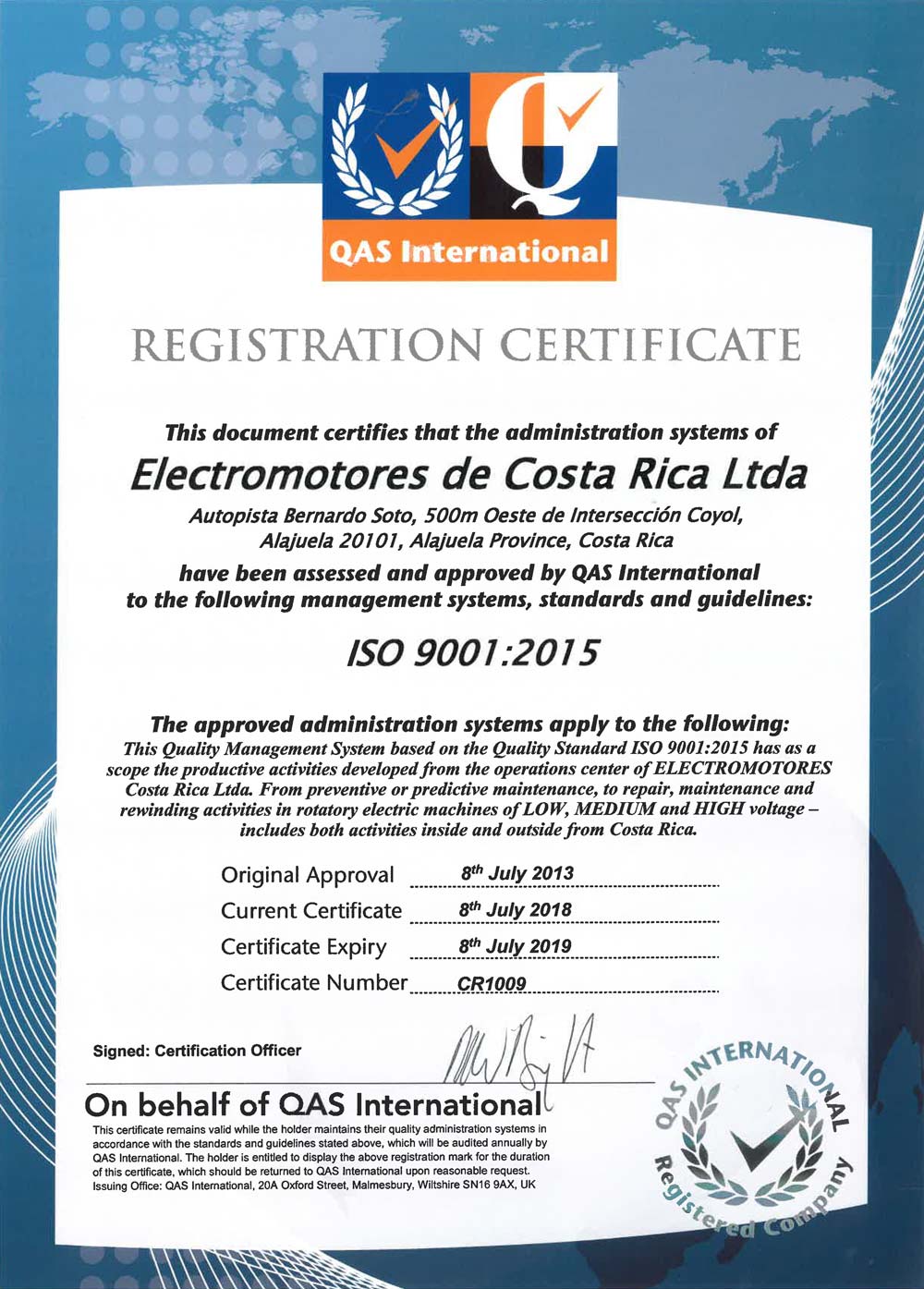 ISO 9001:2015 Certificate